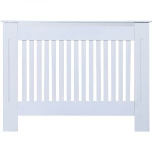 Homcom Cache-radiateur design panneau cabinet 112L x 19l x 81H cm MDF blanc