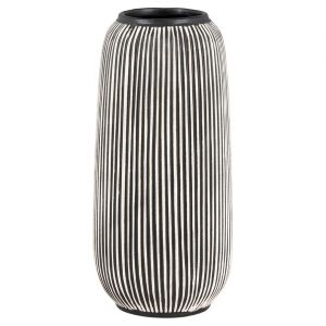 Vase en c&eacute;ramique noir/blanc - D.9.5x20 cm