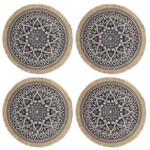 Image de Creative Tops - Sets de Table Ronds en Jute, Motif Mandala, 41 cm, Lot de 4