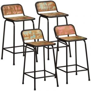 VidaXL Tabourets de bar lot de 4 46x35,5x80cm bois massif récupération