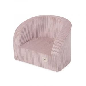Fauteuil en velours c&ocirc;tel&eacute; rose
