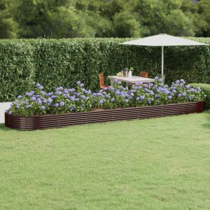 VidaXL Jardini&egrave;re de jardin Acier enduit de poudre 600x140x36cm Marron
