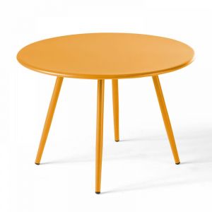 Image de Oviala Table basse ronde en métal jaune - Palavas - Jaune