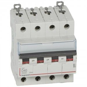 Legrand Disj DX³ 6000-vis/vis-4P-400V~-40A-10kA-courbe D-peigne HX³ trad 4P - 4M