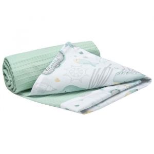 Medi Partners Couverture Bébé 100 %, coton Waffle sans remplissage, bilatéral, doux, délicat pour la peau, 75 x 100 cm, Océan