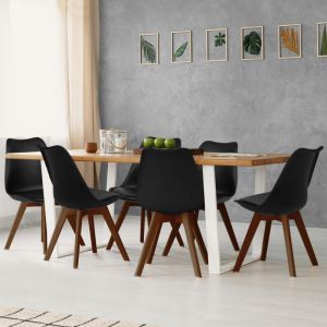 Idmarket Lot de 6 chaises SARA noires pieds foncés pour salle à manger