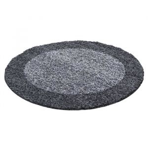 Life SHAGGY Rond - Tapis à Bordures Rond 120 x 120cm - 100% Polypropylène 30mm - Gris