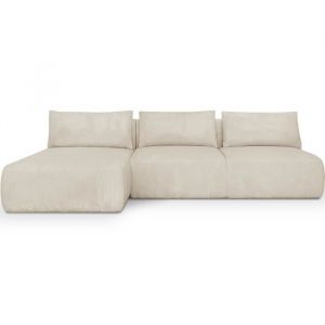 Canapé d'angle convertible 4 places - HOMIFAB - Jasper gauche VC - Velours côtelé - Beige