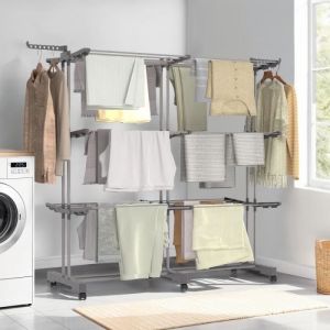 Idmarket Séchoir à linge extensible 40M MAXI gris 3 niveaux