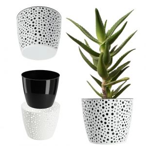 Kadax - Pot de fleurs en plastique, diamètre 11-21 cm, 5 couleurs, pot simple robuste, cache-pot rond pour fougère, diamètre 19 cm, noir