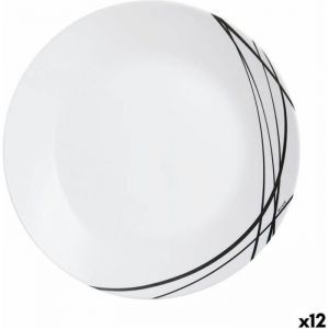 Assiette plate Arcopal Domitille noir Bicolore verre 25 cm (12 Unités)