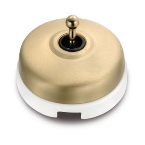 Interrupteur va-et-vient Dimbler blanc et doré satiné Ø64,5 mm