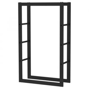 Range-Bûches d'Intérieur Kekai Rack iii 60x25x100 cm Rangement à Bois avec Structure en Acier Galvanisé, Couleur Noir