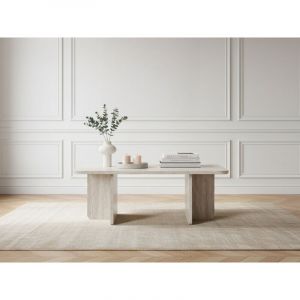 Bobochic Table basse rectangulaire 100 cm LECCE effet travertin
