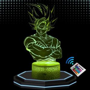 Lampe D&eacute;corative - Lampe de Chevet 3D LED Sangoku - Multicolore - Tactile - T&eacute;l&eacute;commande