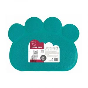 M pets Tapis sortie maison de toilette Paw - Pour chat - 60x45cm - Bleu