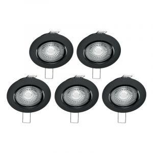 Image de Xanlite Lot de 5 spots noirs encastrables led avec ampoules incluses, culot GU10, 345 Lumens, équivalence 50 w, 2700K, Blanc chaud - PACK5SP50AN