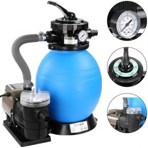 Monzana Pompe filtre &agrave; sable 9.600 l/h 400W pr&eacute;-filtre raccord 2en1 32-38mm minuteur syst&egrave;me de filtre &agrave; sable vanne 7 voies piscine filtre