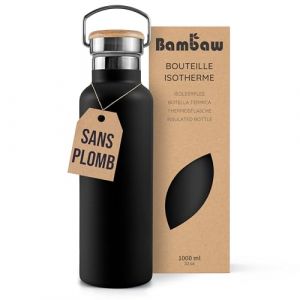 Bambaw Bouteille Isotherme en Inox 1000 ml - Jet Black