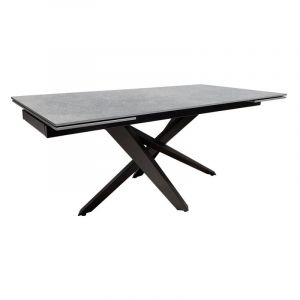 Table extensible 180 à 260 cm céramique gris béton pieds métal - opus