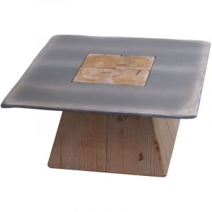 Décoshop26 Table basse table d'appoint design industriel 60x60 cm mdf et bois naturel aspect métal 040008442