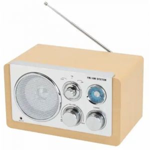 Denver Electronics Radio FM portable - Rétro - Fonctionne sur piles ou secteur - Radio de cuisine - AM - FM - TR63 - Bois