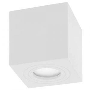 Adviti MEGY DLS GU10 Downlight Spot Plafonnier en Applique max 50W IP54 Carré Aluminium (blanc)