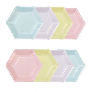 Talking Tables Lot de 8 grandes assiettes en carton de forme hexagonale de 26 cm pastel jetables pour enfants, anniversaire, Saint-Valentin, fête prénatale, pique-nique, soirée pyjama, PLATE-HEX