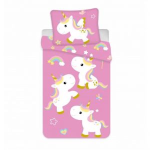 Home Licorne - Parure de lit coton b&eacute;b&eacute; - Housse de Couette 100x140 cm et une Taie d&rsquo;oreiller 40x45 cm.