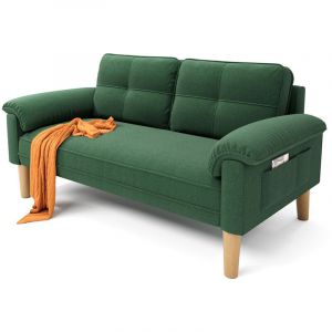 Canapé 2 Places Scandinave Bealife avec 2 Coussins de Dossier et 2 Coussins d'accoudoirs Revêtement en Tissu Structure en Bois pour Salon Chambre 144