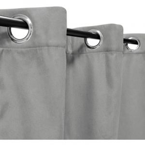 Rideau suédine Thermique doublé Polaire, Gris - 140x280cm Prêt a poser Atout Ciel