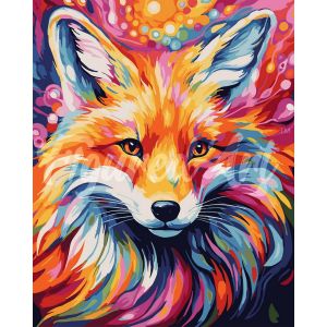 Peinture au num&eacute;ro : Renard Color&eacute; Abstrait - toile tendue sur ch&acirc;ssis