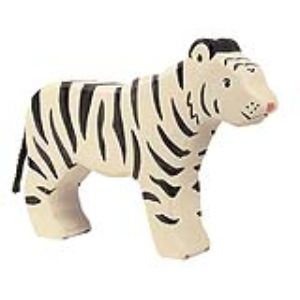 Holztiger Figurine Tigre blanc debout en bois