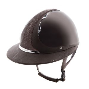 Antares Casque d'&eacute;quitation visi&egrave;re polo glossy Premium Galuchat