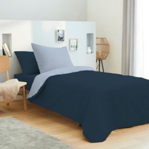 Univers d&eacute;cor Pack Complet 4 Pi&egrave;ces Bleu/Bleu Ciel R&eacute;versible Housse De Couette Pour Lit 90 X 190 Cm