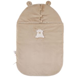 NOUKIE’S – Nid d’Ange bébé en Veloudoux – Fluffy brodé – Ultra Doux et Moelleux – Idéal dès la Naissance pour Poussette et siège Auto, Beige, Baby