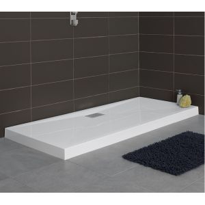 Kinedo Receveur douche blanc Kinesurf, 170 x 70, adherence forte / classe C / PN24, 9, bonde centree sur la longueur