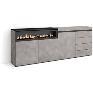 Skraut Home - Buffet, Bahut - Meuble de Rangement - 207x35x75 cm - Chambre à coucher, pièce - Cheminée électrique - Commode, Buffet - Style moderne
