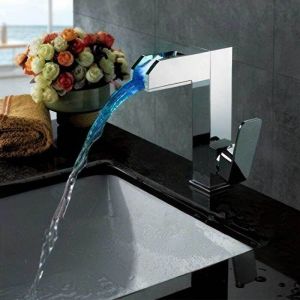 Mitigeur lumineux Led et bec Cascade Design Robinet vasque en laiton chrome