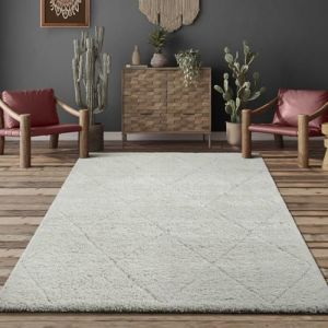 Tapis Shaggy moderne poils longs, crème, 200 x 290 cm