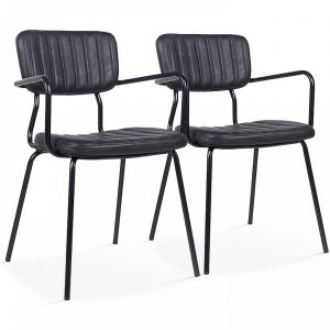 York Lot de 2 chaises avec accoudoirs en cuir synthétique