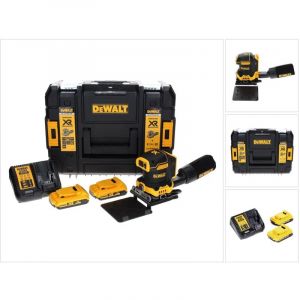 Dewalt DCW200D2 Ponceuse vibrante sans fil 108x115mm 18V + 2x Batteries 2,0Ah + Chargeur + Coffret TSTAK