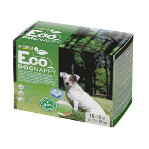 Croci Eco Dog Nappy - Couches pour Chiens Mâles - Culottes pour Chiens pour Pipi - Biodégradables, Anti-odeurs, Couches Jetables pour Chiens, 10 Pièces, Taille L, 34-48 CM