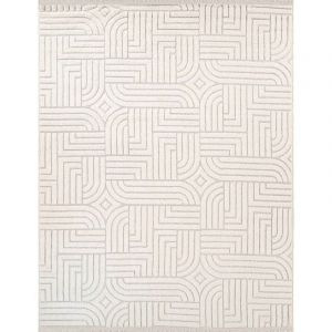 The Deco Factory PROCESSOR - Tapis salon &agrave; relief g&eacute;om&eacute;triques &eacute;cru 120x180