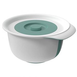 Rotho Fresh Set de 2 saladiers 1.2l + 4l avec couvercle, plastique de qualité alimentaire (PP) sans BPA, blanc/turquoise, 1.2l + 4l (28.8 x 26.0 x 14.2 cm)