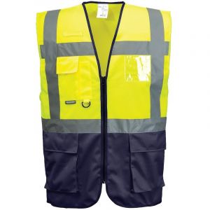 Portwest Gilet fluo secouriste Haute Visibilit&eacute; Executive Warsaw Jaune / Marine S