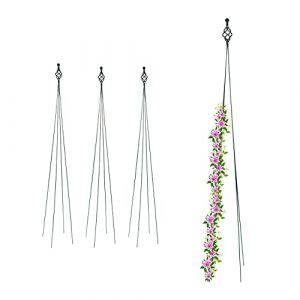 Relaxdays Tuteur à plantes, lot de 4, support pour rosiers grimpants de jardin, résistant aux intempéries, métal, vert
