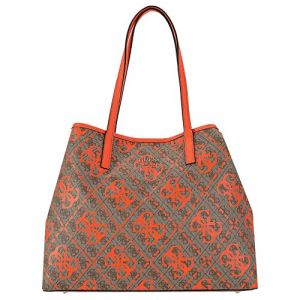 Guess Vikky Large Tote, Bag Women, Latte Logo/Orange, Taille Unique