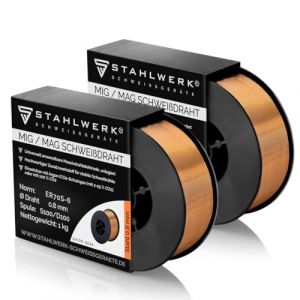 2 × MIG MAG fil de soudage et fil fourré ER70S-6 Ø 0,8 mm / 1 kg D100 bobine de fil