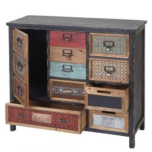 Mendler Placard de pharmacien HWC-A43, commode, bois massif de sapin, vintage, style shabby 90x84x32cm